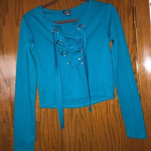 Rue 21 Cropped Lace up Shirt